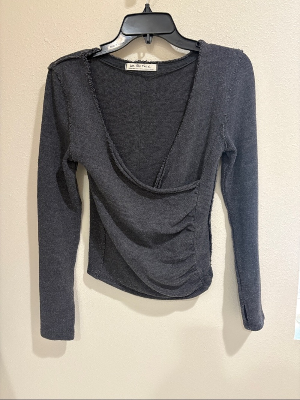 Free People 
Like A Boss
Charcoal Draped Wrap Long-Sleeve Top
